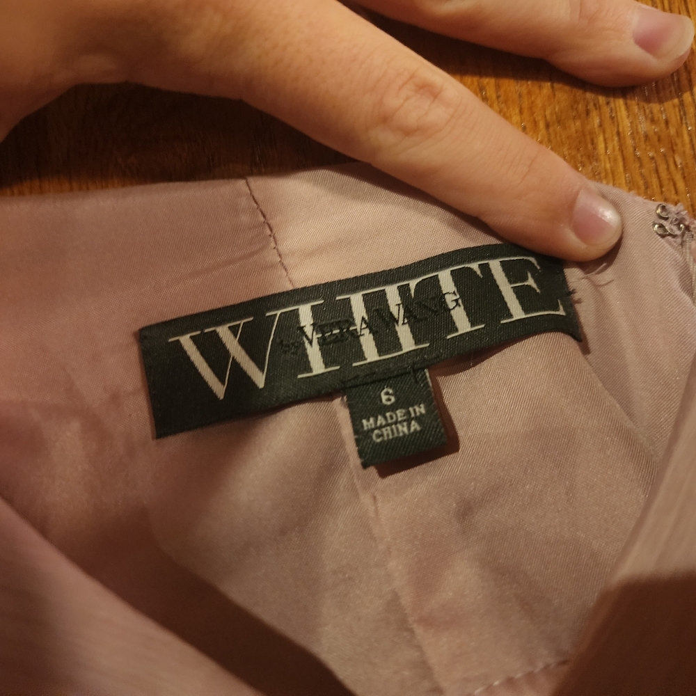 White by Vera Wang Pink Blush Ballet Bridesmaid Ruched Maxi Dress Gown Size 6 - Picture 3 of 4